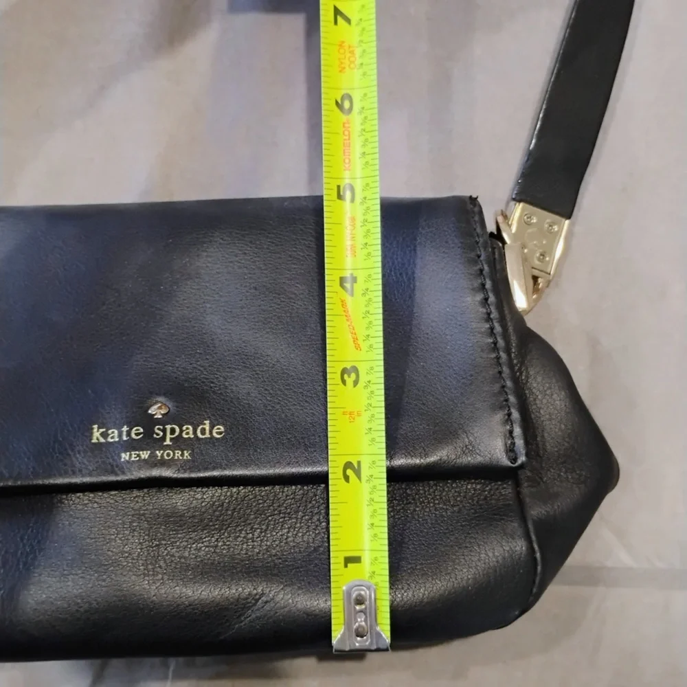 Kate Spade New York Black Leather Crossbody Shoulder Bag Designer Minimalistic
